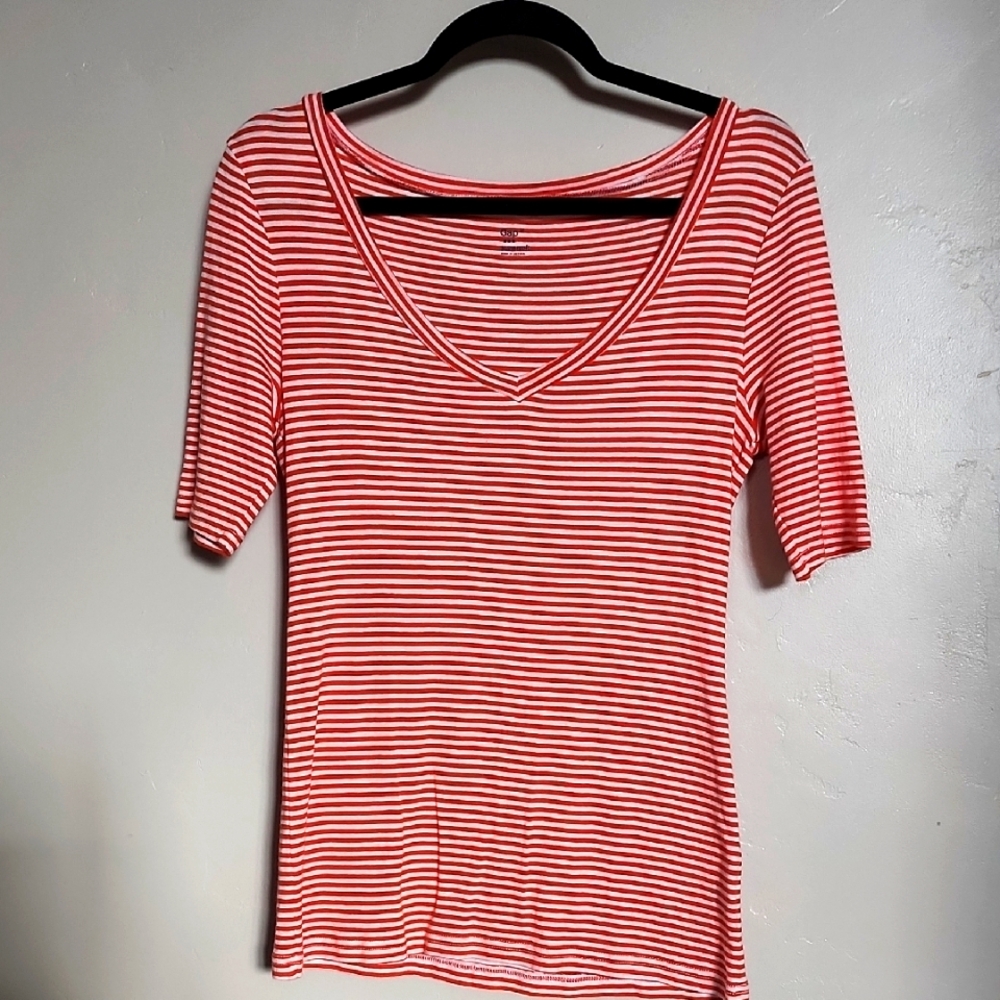 GAP Orange & White Fitted Short Sleeve Tee